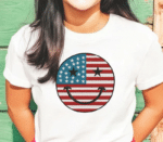 American Flag Smiley Face Embroidery Design
