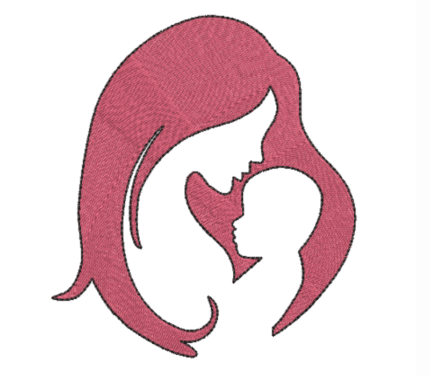 Mom With Baby Embroidery Design