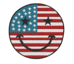 American Flag Smiley Face Embroidery Design