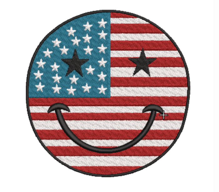 American Flag Smiley Face Embroidery Design