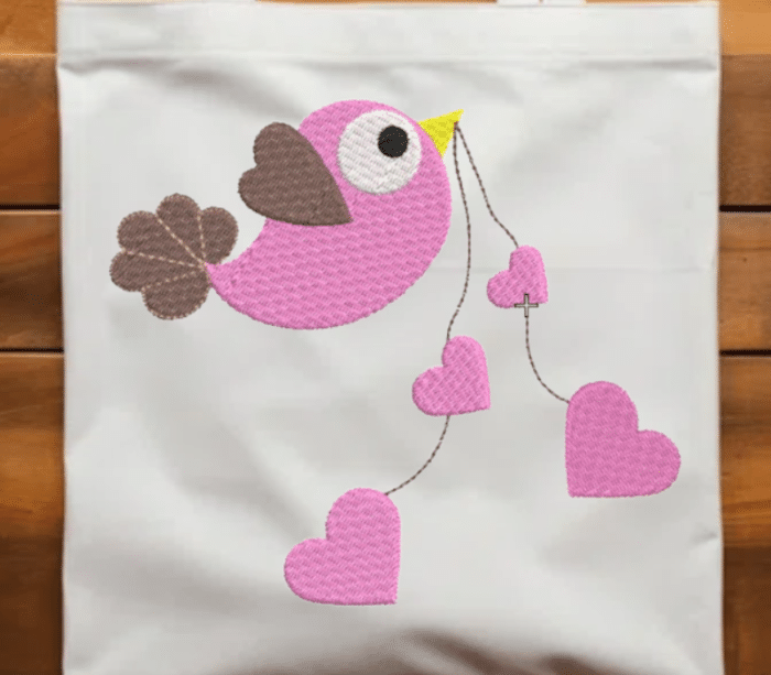 Bird Heart Embroidery Design
