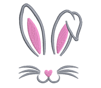 Bunny Ears with Smile Embroidery Design