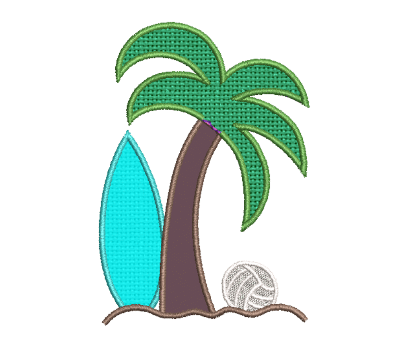 Palm Tree Applique Embroidery Design