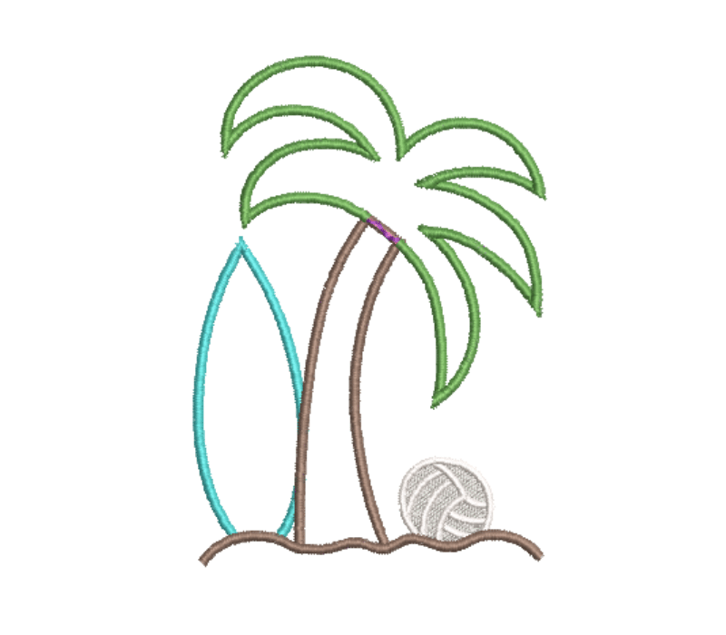 Palm Tree Applique Embroidery Design