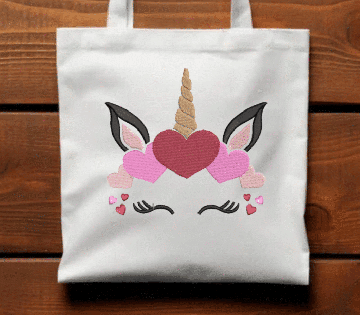 Unicorn Head Hearts Embroidery Design