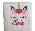 Unicorn Head Hearts Embroidery Design
