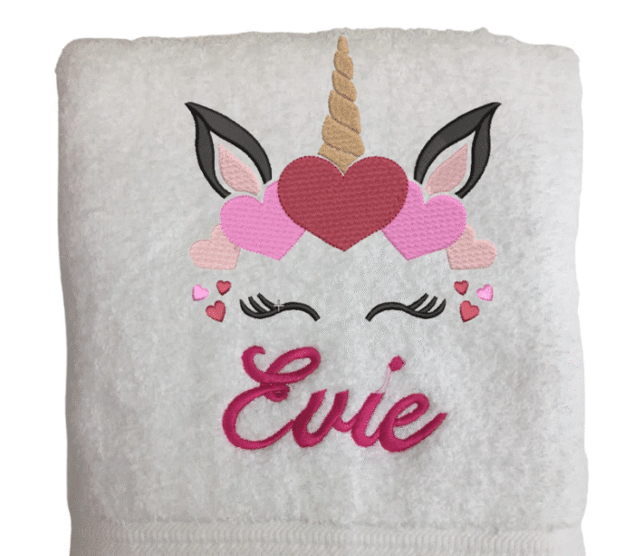Unicorn Head Hearts Embroidery Design