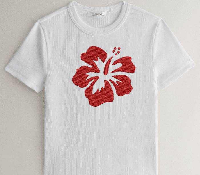Red Hibiscus Embroidery Design