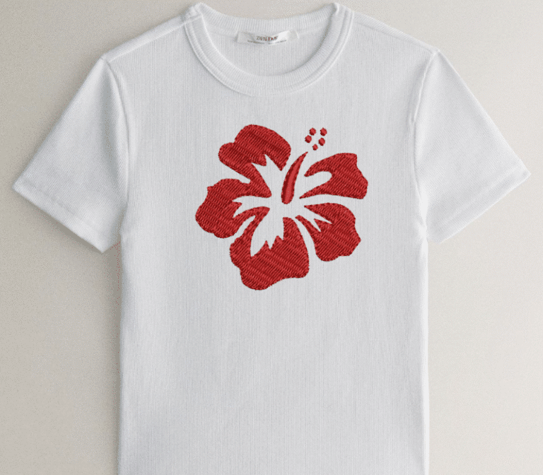 Red Hibiscus Embroidery Design