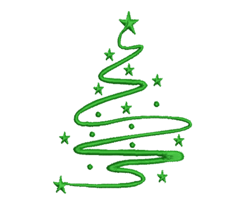 Green Christmas Tree Embroidery Design