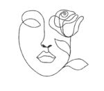 Woman Face With Rose Embroidery Design