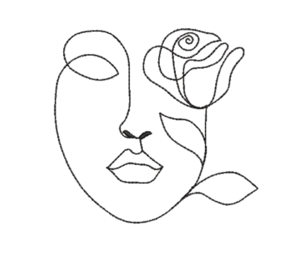 Woman Face With Rose Embroidery Design