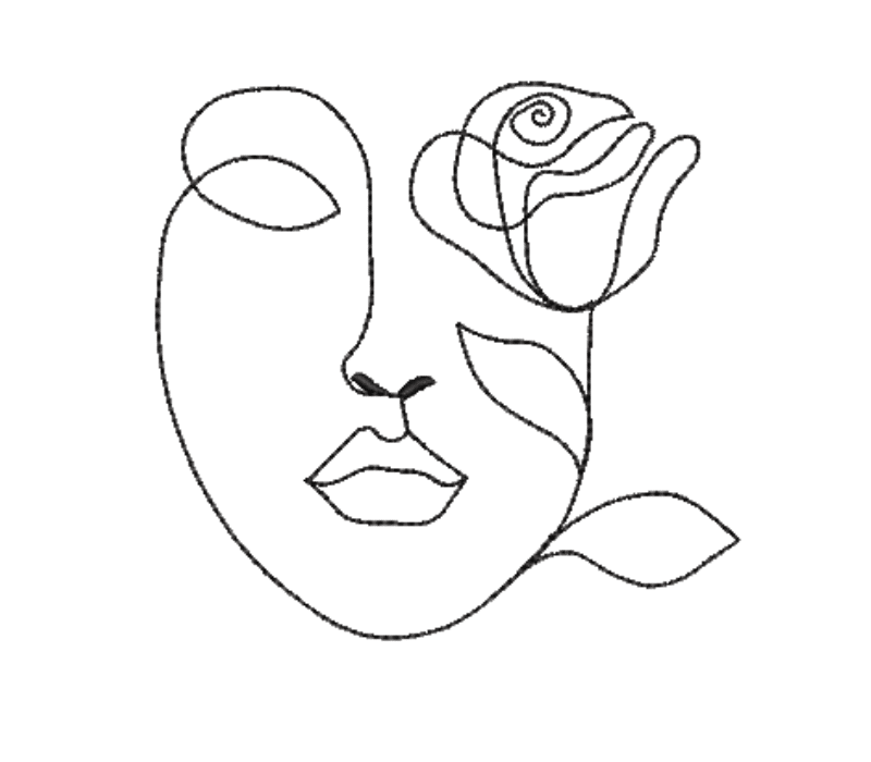 Woman Face With Rose Embroidery Design