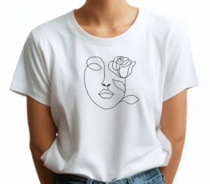 Woman Face With Rose Embroidery Design