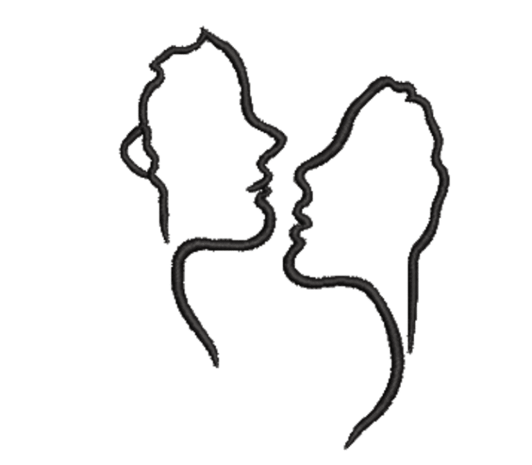 Couple Face Embroidery Design