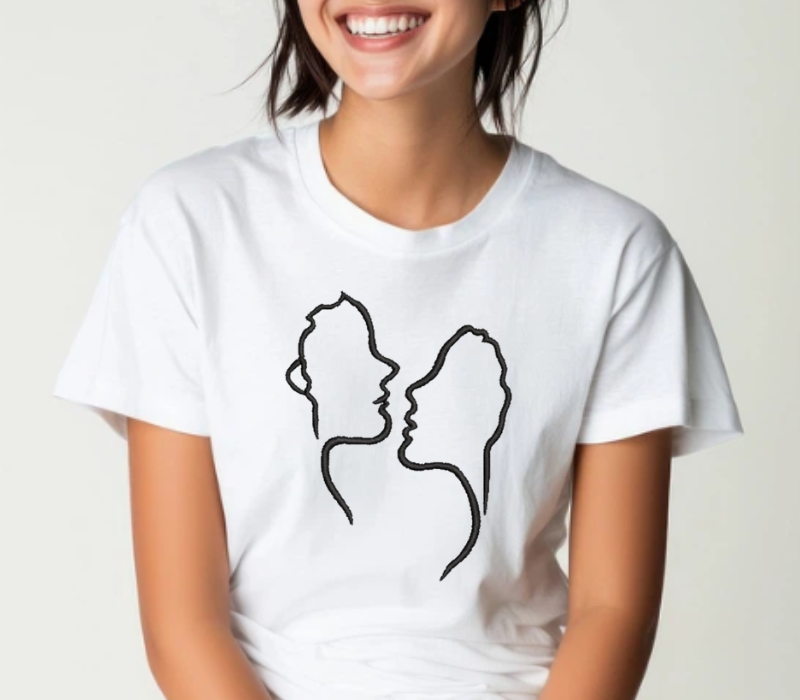 Couple Face Embroidery Design