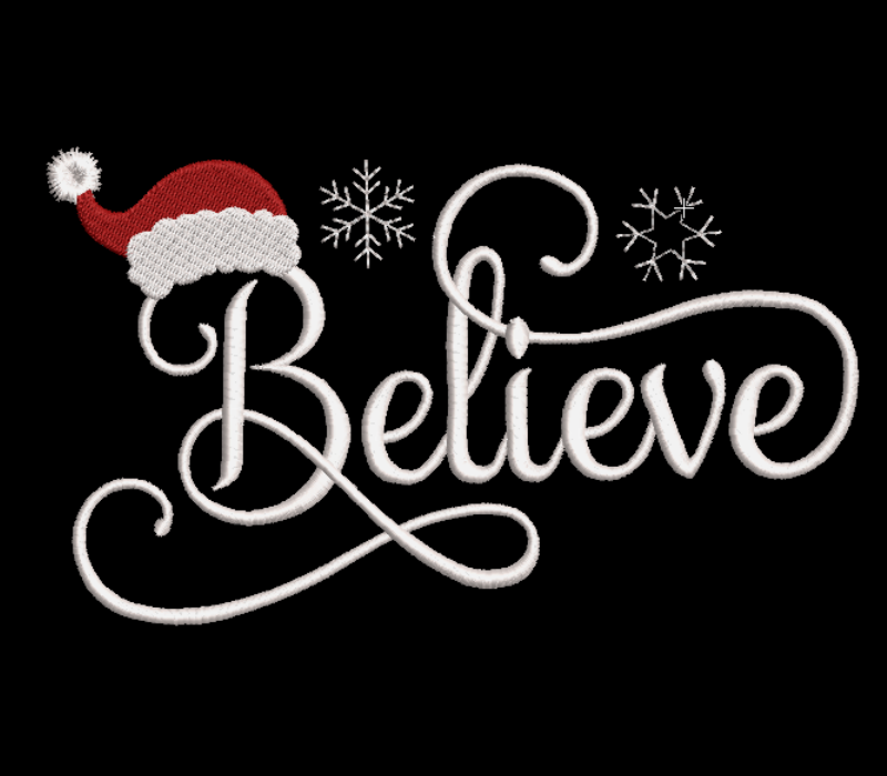 Believe Embroidery Design