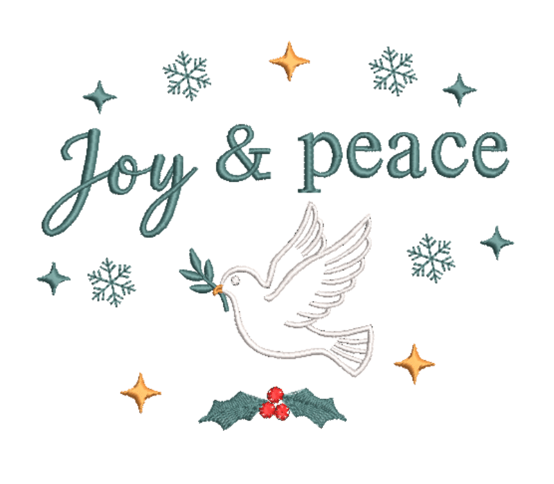 Joy And Peace Embroidery Design