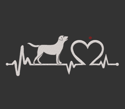 Heartbeat Lifeline Dog Embroidery Design