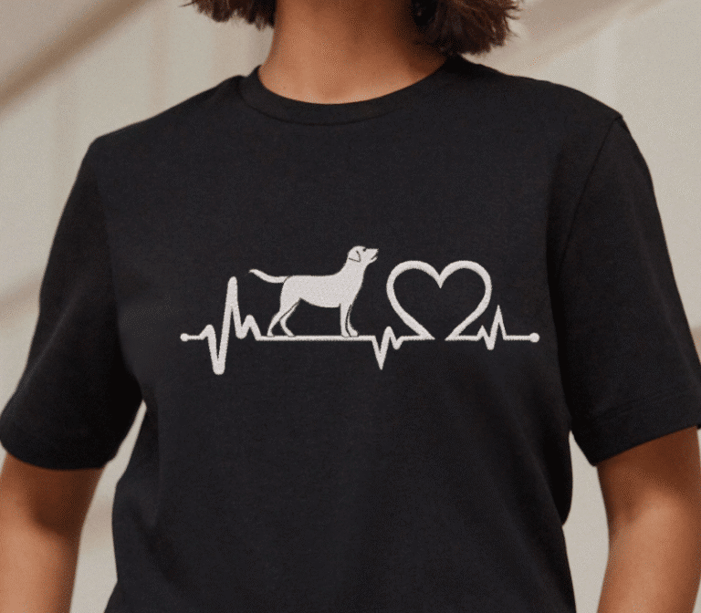 Heartbeat Lifeline Dog Embroidery Design