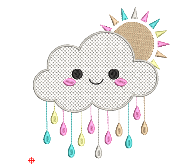 Sun and Rain Cloud Embroidery Design Sun and Rain Cloud Embroidery Design
