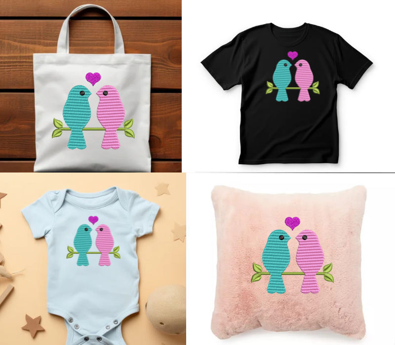 Mini Love birds Embroidery Designs
