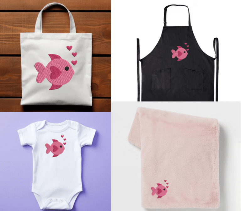 Velentine Fish Embroidery Design