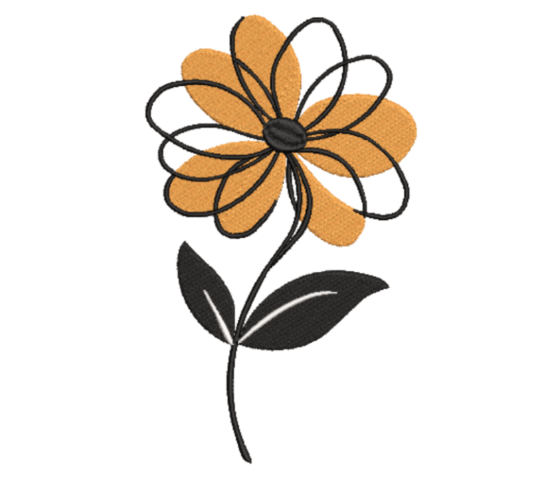 Daisy Line Flower Embroidery Design