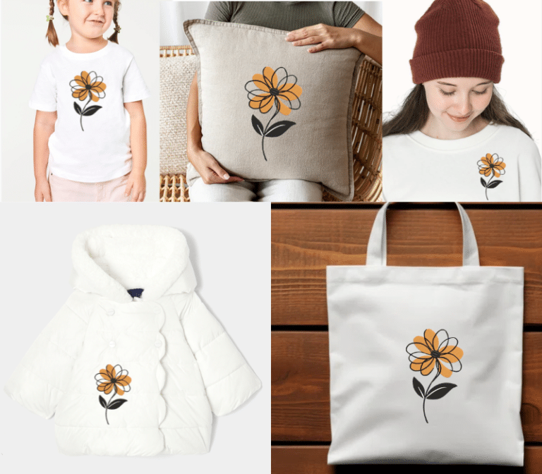 Daisy Line Flower Embroidery Design
